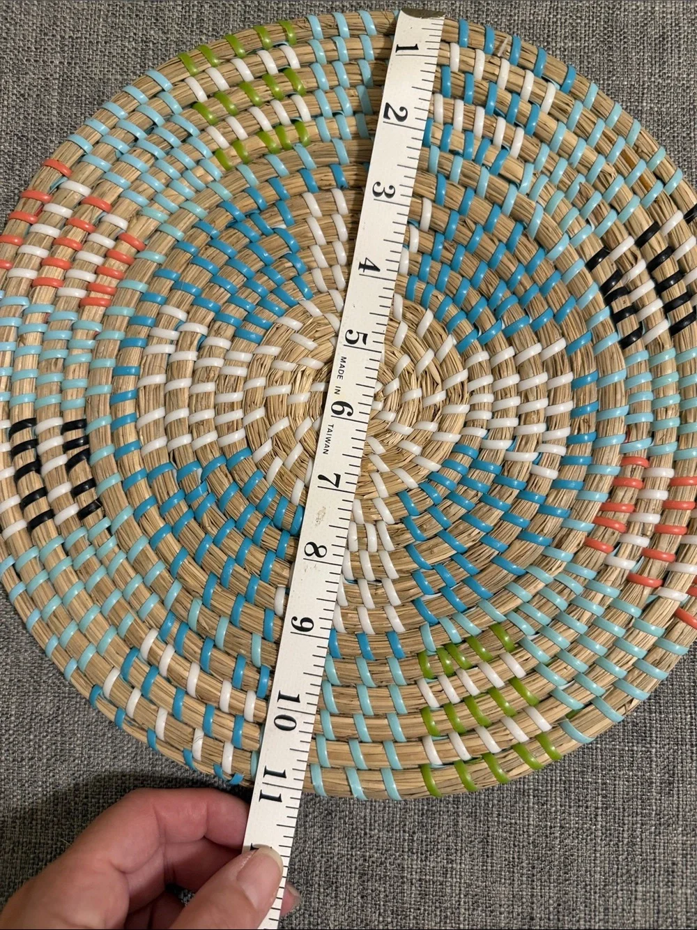 Woven basket wall hanging 11” round decor bohemian boho